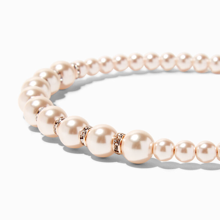 Blush Faux Pearl Headband,