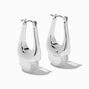 Silver-tone Clear Acrylic Oblong Hoop Earrings,