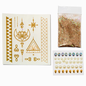 Gold Glitter Assorted Body Art Kit,