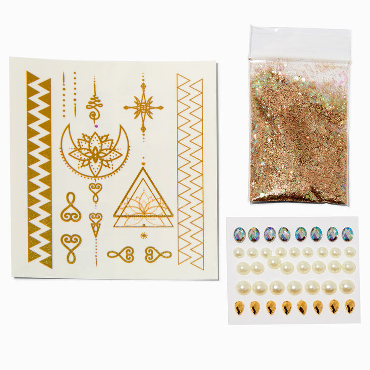 Gold Glitter Assorted Body Art Kit,