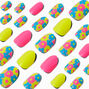 Neon Daisies Stiletto Vegan Press On Faux Nail Set - 24 Pack,