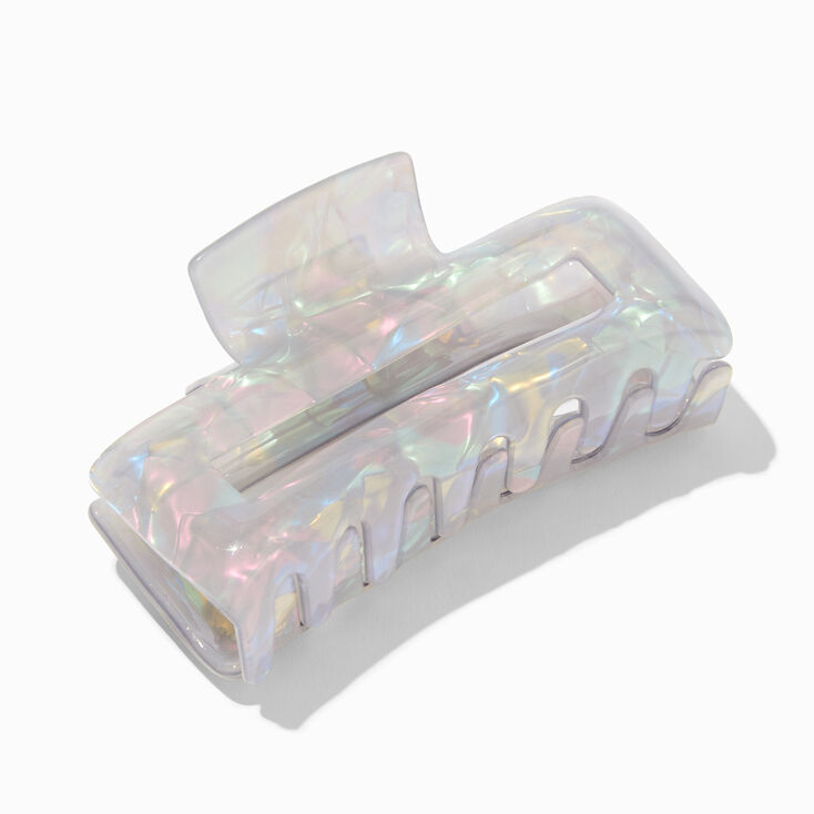Iridescent Blue Rectangular Hair Claw,