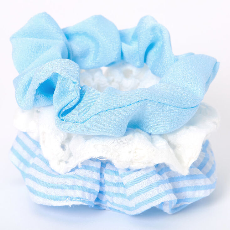 Claire&#39;s Club Small Striped Hair Scrunchies - Blue, 3 Pack,