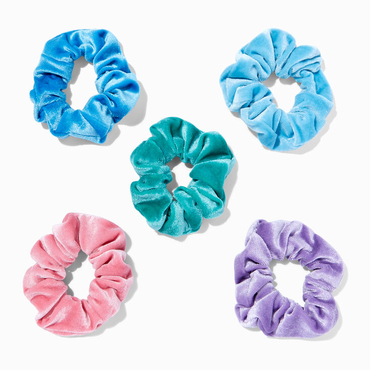 Blue Mixed Velvet Hair Scrunchies &#40;5 Pack&#41;,