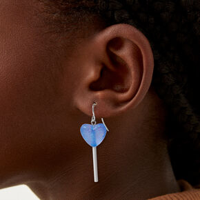 Blue Heart Lollipop 2&#39;&#39; Drop Earrings,