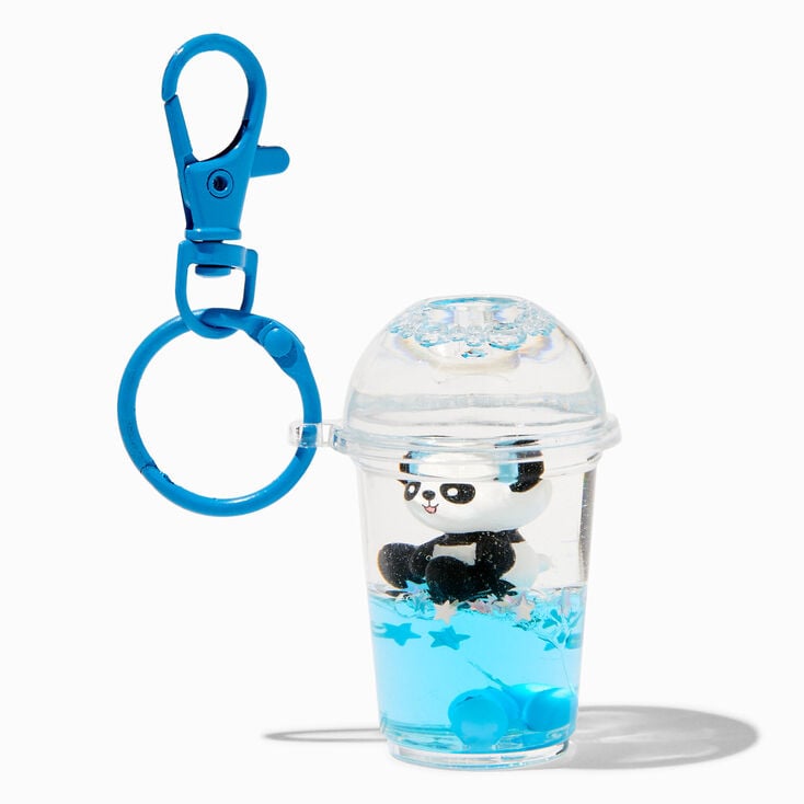 Panda Tea Water-Filled Glitter Keychain