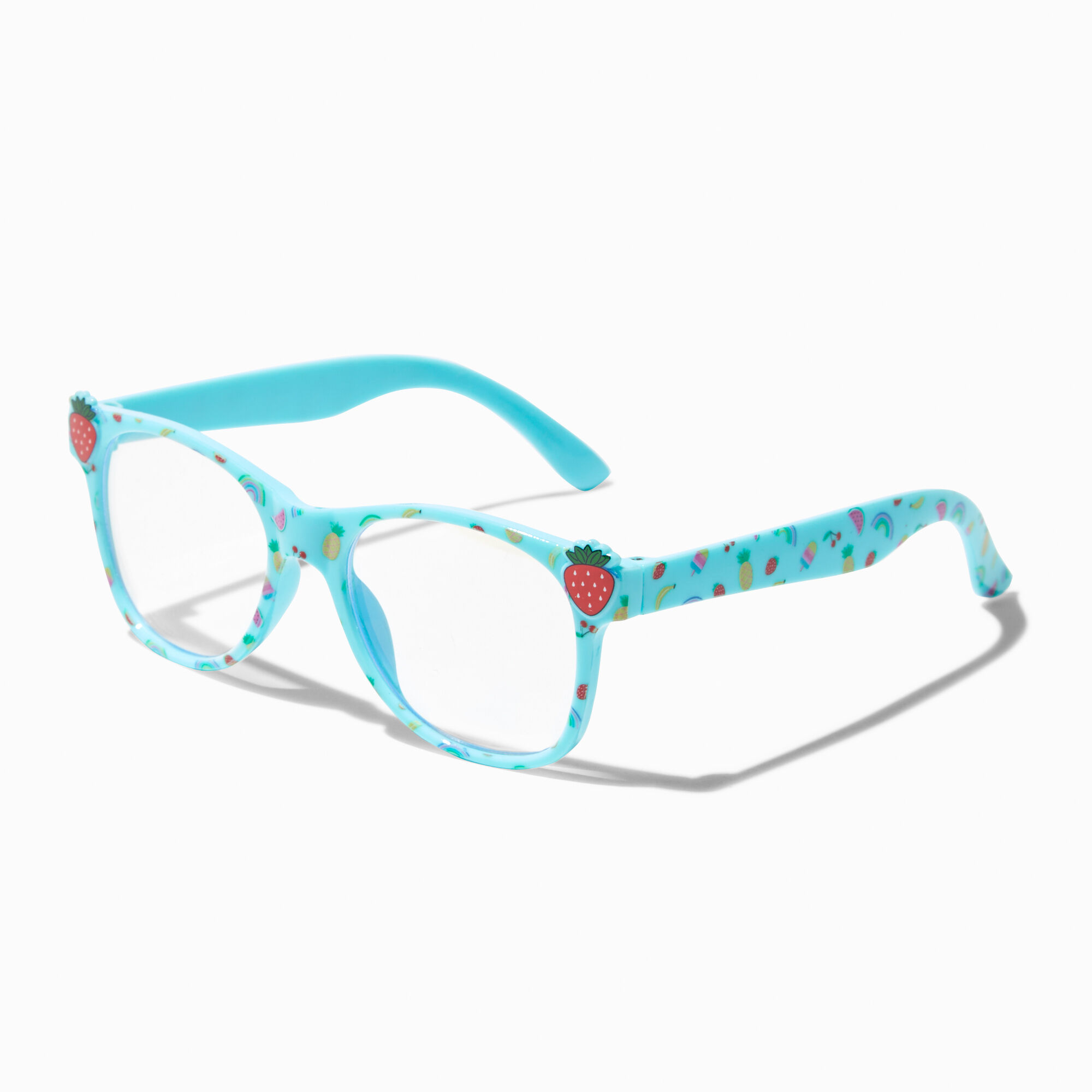 Claire's Club Solar Blue Light Reducing Retro Clear Lens Rainbow Fruit Frames,