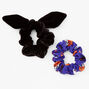 Small Halloween Print Knotted Bow Hair Scrunchies - 2 Pack,