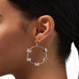 Silver Filigree Butterfly 1&quot; Hoop Drop Earrings,
