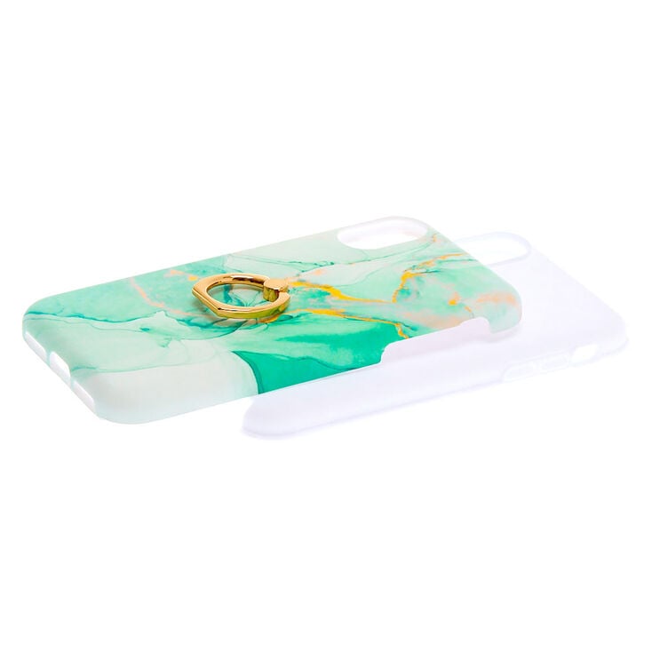 Green Marble Ring Holder Phone Case - Fits iPhone X/XS,