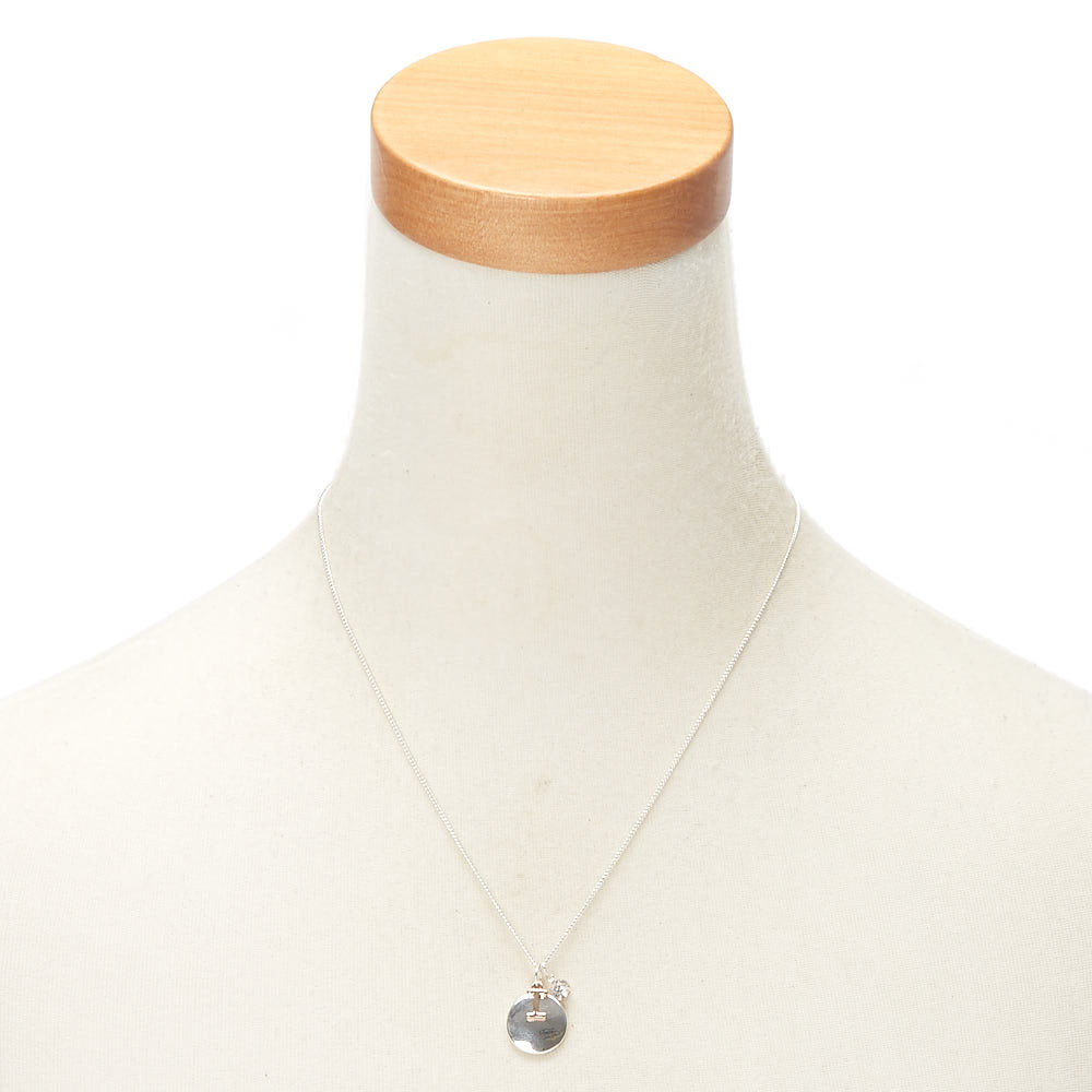 Mixed Metal Initial Charm Pendant Necklace - I,