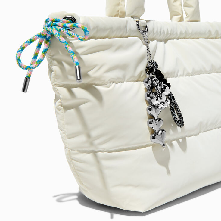 White Nylon Puffy Tote Bag,