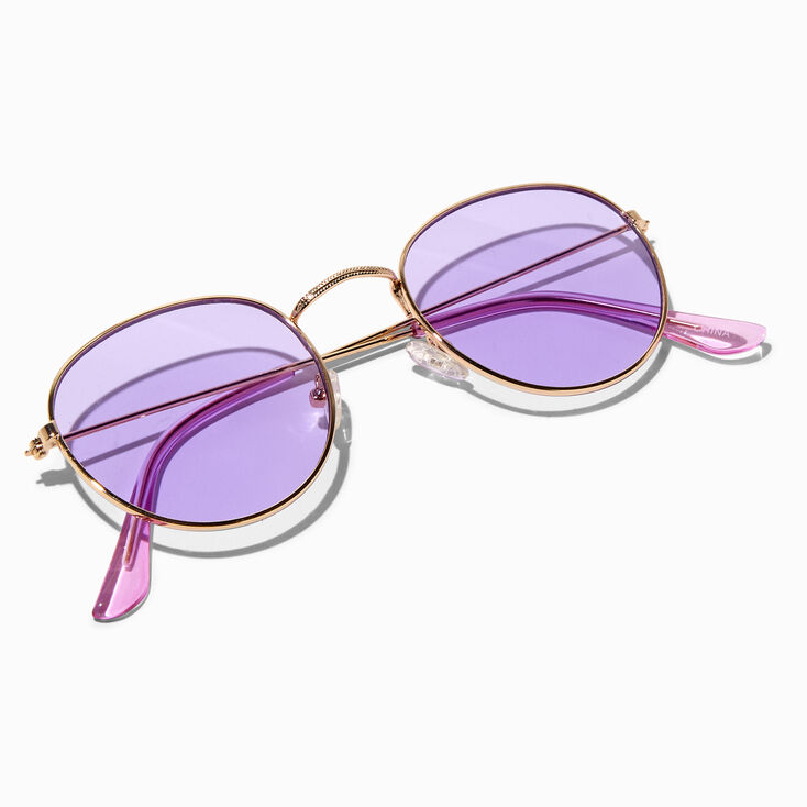 Purple Lens Gold Frame Sunglasses Claire S