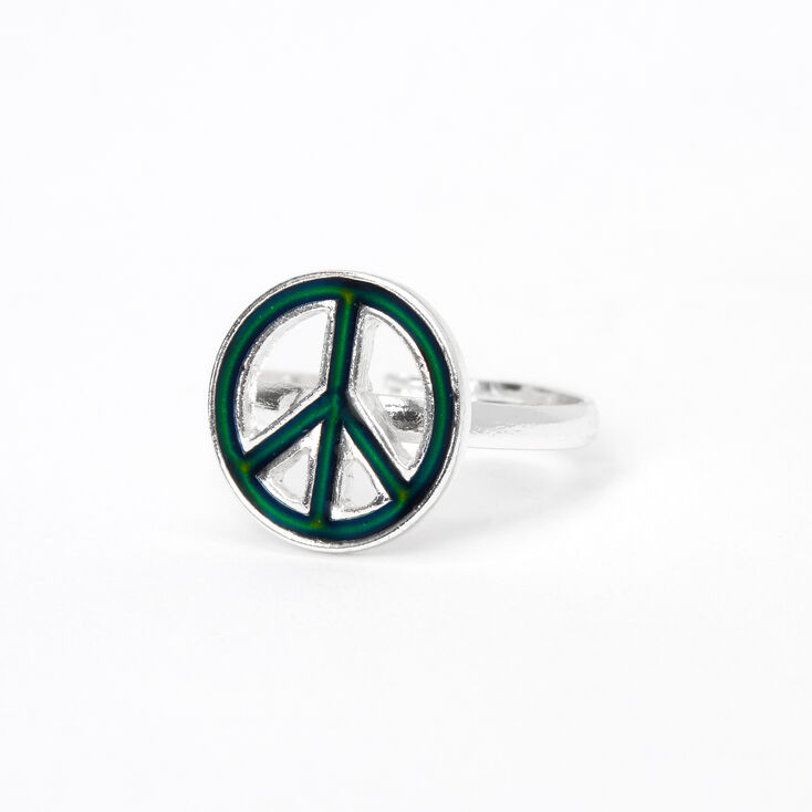 Silver Peace Sign Mood Ring,