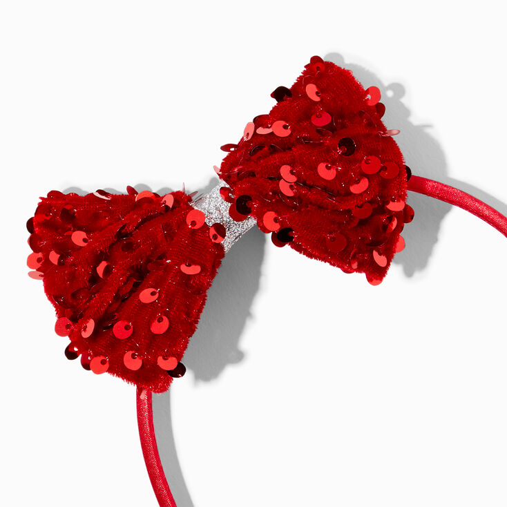 Chanel Red Sequin Bow Headband c1985 - Ruby Lane