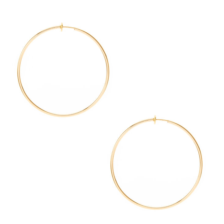 Gold 60MM Clip On Hoop Earrings,