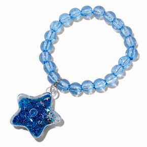 Claire&#39;s Club Blue Liquid-Filled Glitter Star Stretch Bracelet,