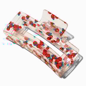 Clear Strawberry Large Rectangular Hair Claw,