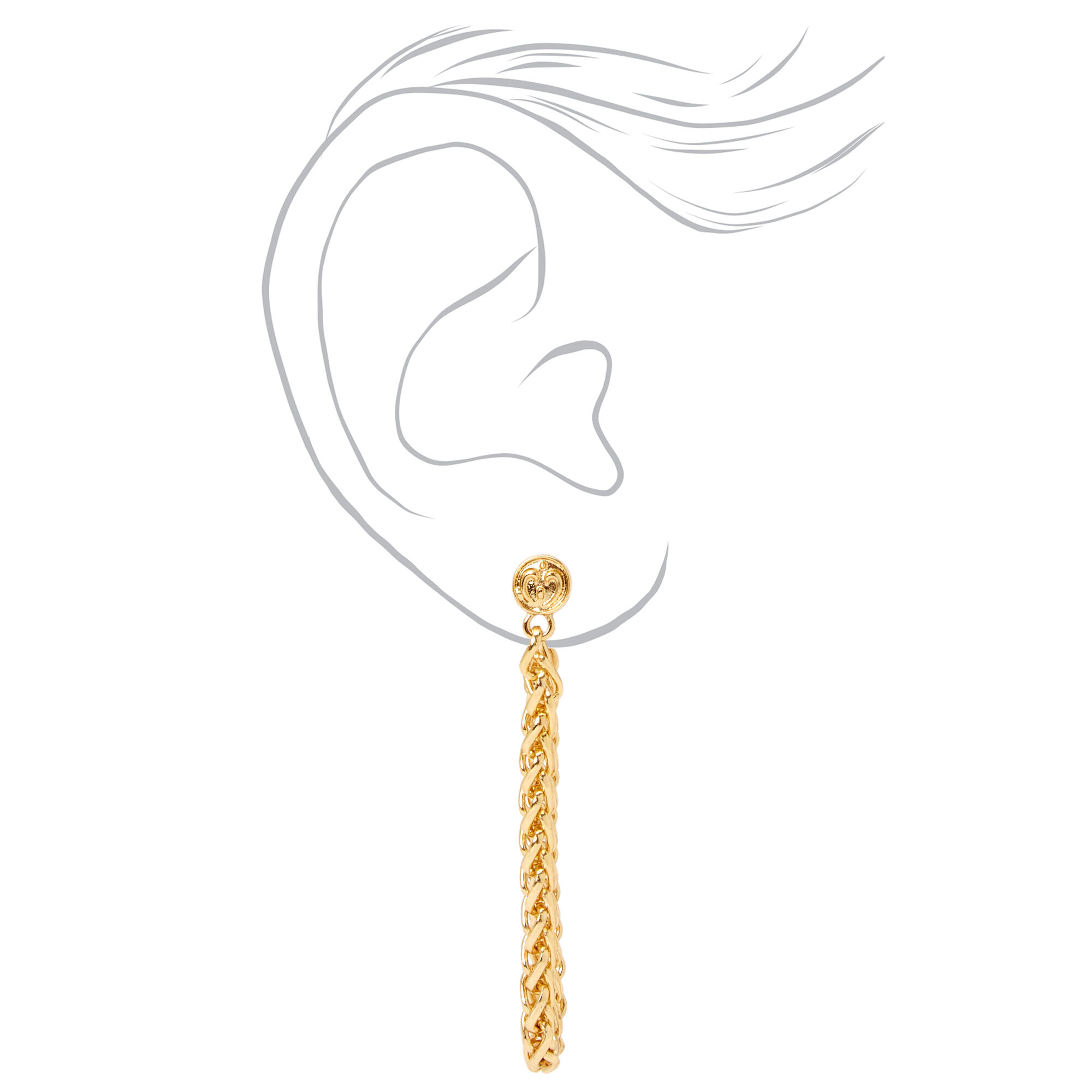 Gold-tone Double Chunky Chain Drop Earrings,