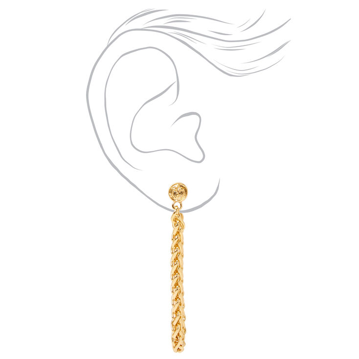 Gold 2&quot; Double Chain Drop Earrings,