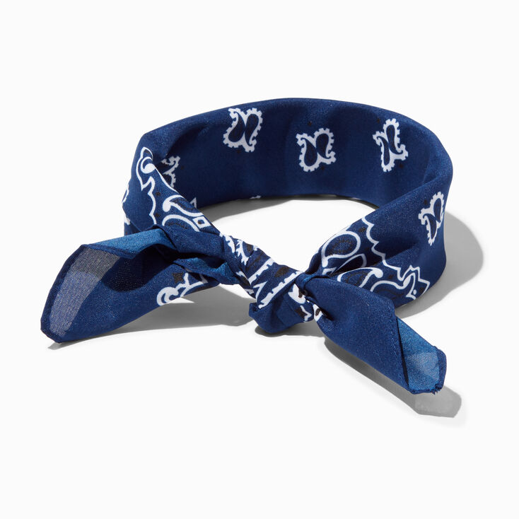 Navy Blue Paisley Bandana Headwrap,