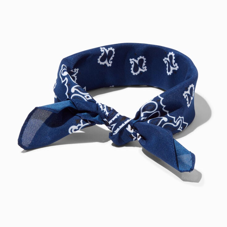 Bandeau bandana motif cachemire - Bleu marine,