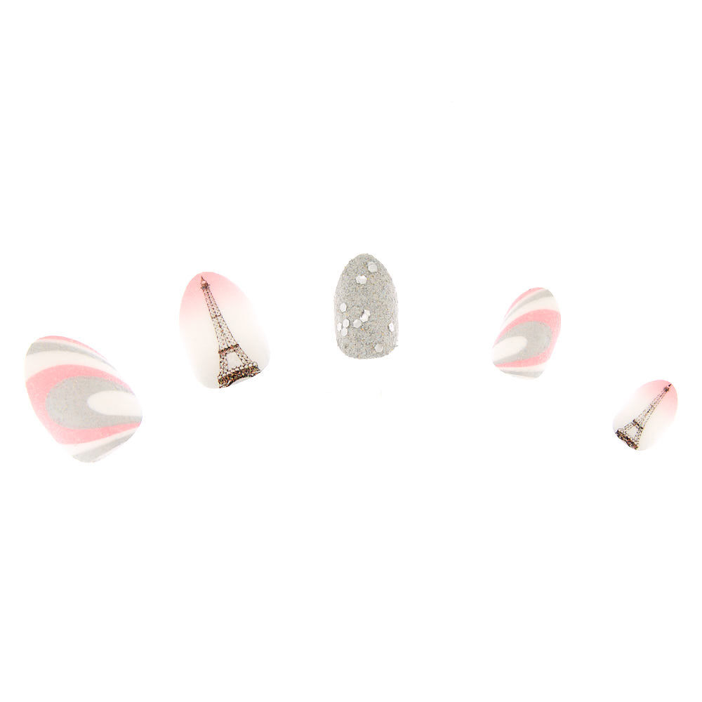 Glitter Paris Stiletto Press On Faux Nail Set - 24 Pack,