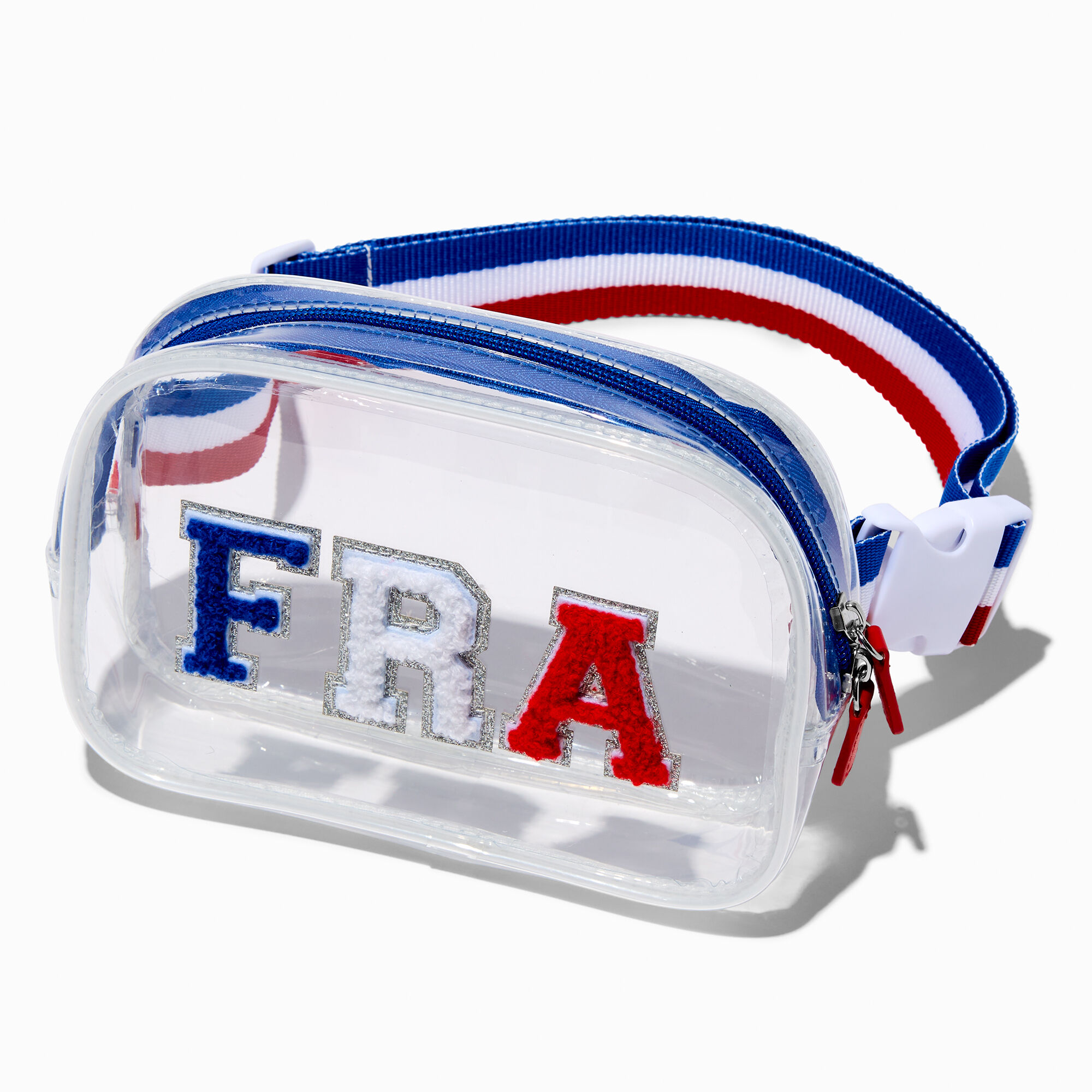 View Claires Bastille Day Clear Bum Bag Red information