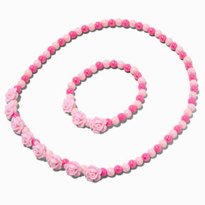 Claire&#39;s Club Pink Rose Beaded Jewelry Set - 2 Pack,