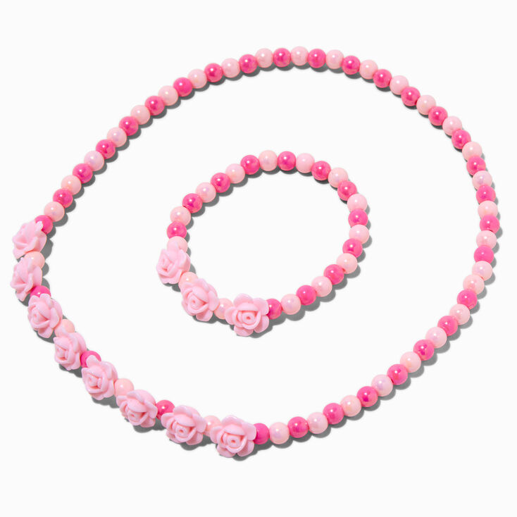 Claire&#39;s Club Pink Rose Beaded Jewelry Set - 2 Pack,