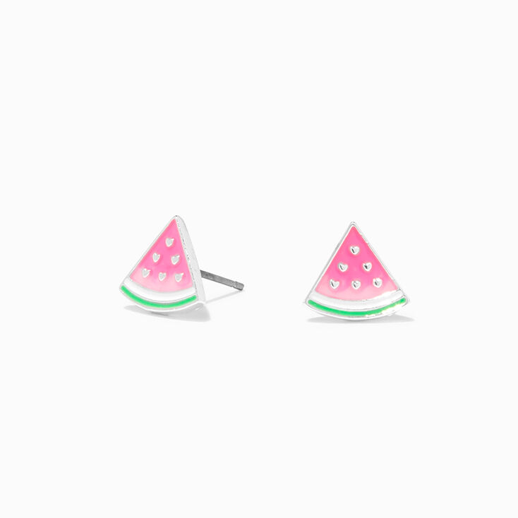 Clous d&rsquo;oreilles past&egrave;que qui changent de couleur en r&eacute;action aux UV roses,