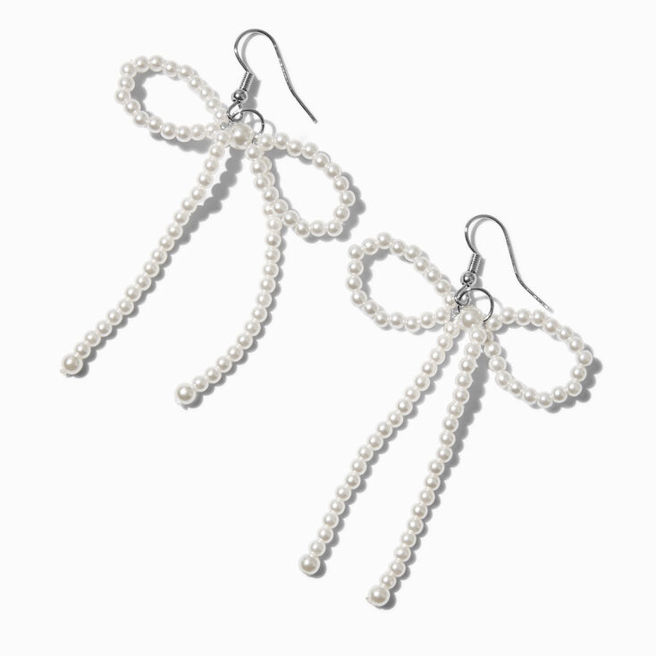 Pendantes 8&nbsp;cm bol perles d&#39;imitation blanches,