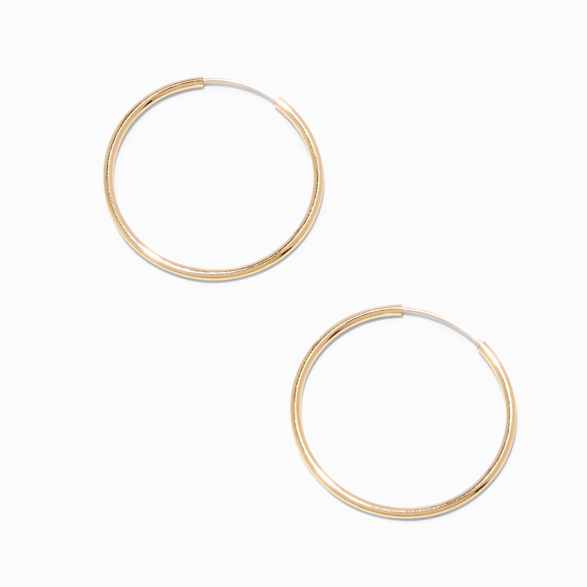 View Claires 18K Plated 20MM Sleek Hoop Earrings Gold information