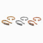 Mixed Metal Crystal Faux Hoop Nose Rings - 6 Pack,