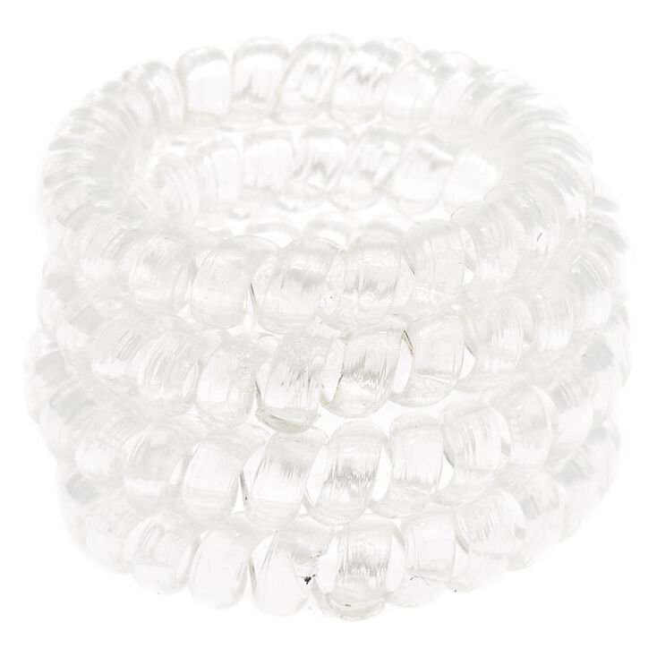 Spiral Hair Ties - Clear, 4 Pack,