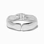 Thick Silver-tone Hinged Bangle Bracelet,