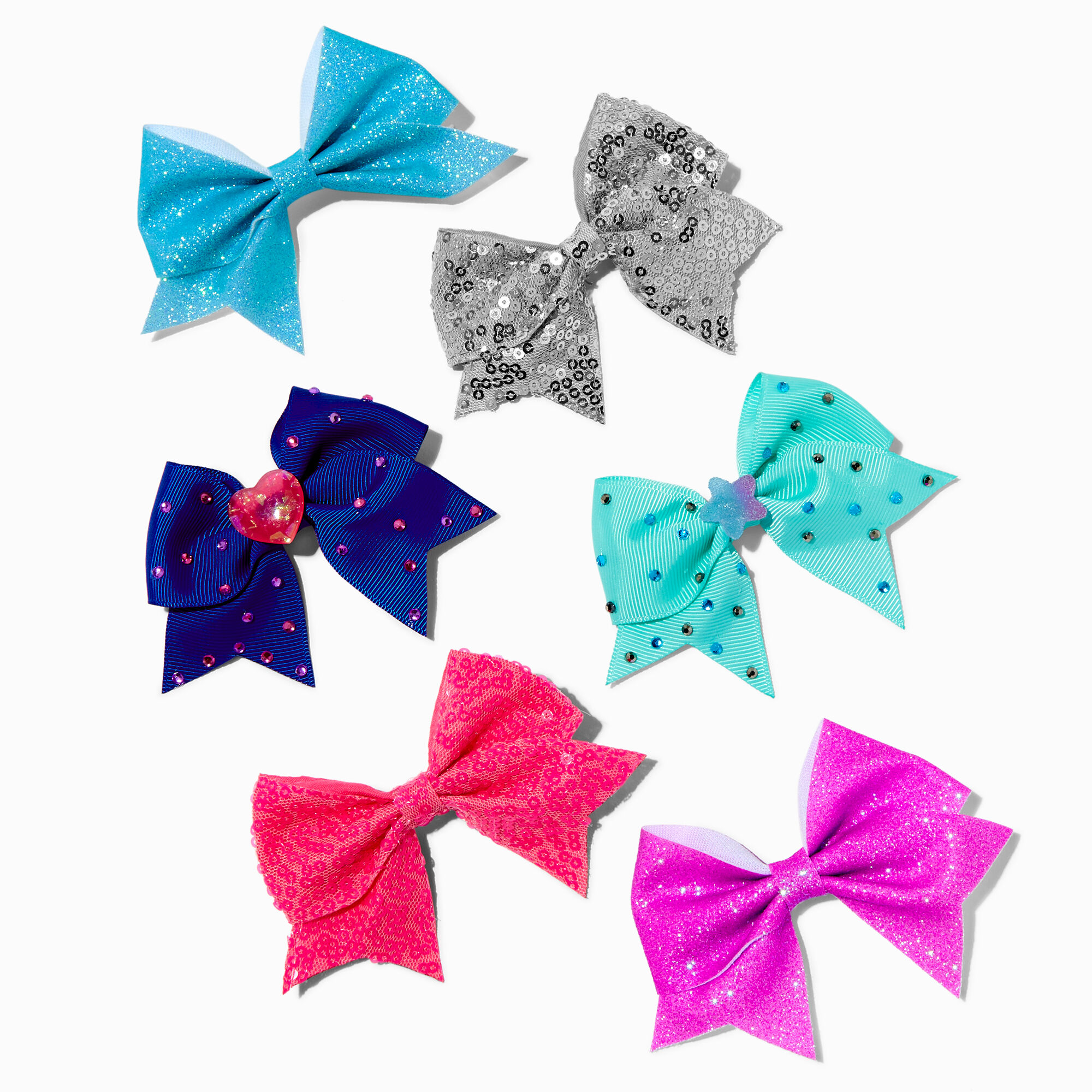 View Claires Club Quirky Jewel Tone Hair Bow Clips 6 Pack information