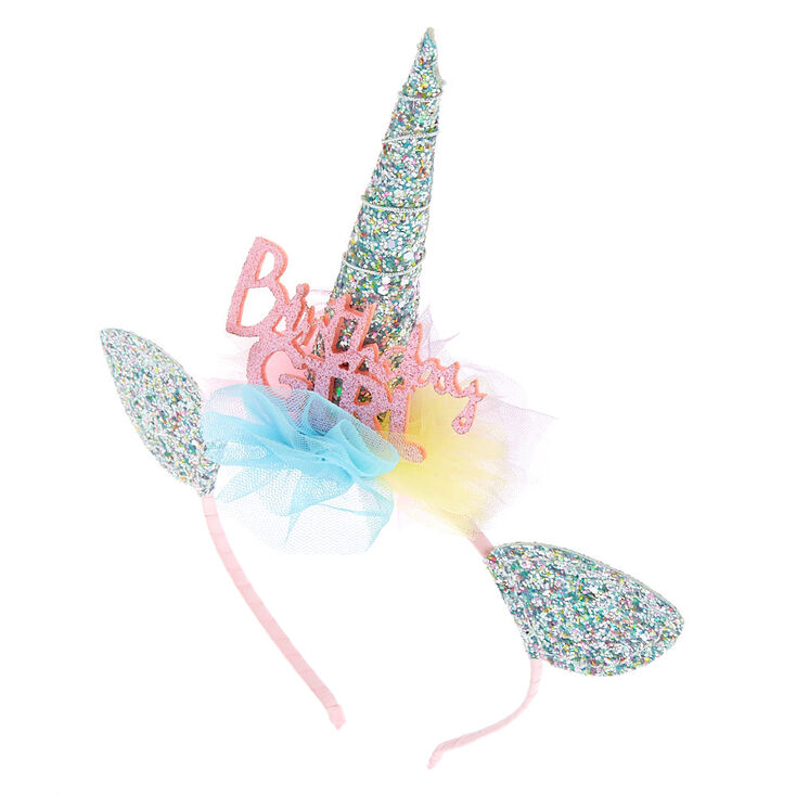 Claire&#39;s Club Birthday Girl Glitter Unicorn Headband,