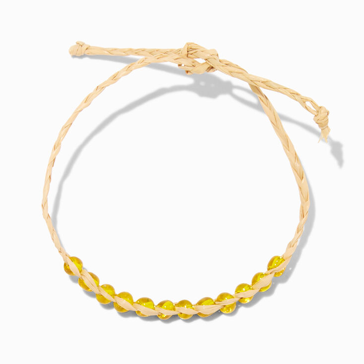 Yellow Bead Adjustable Cord Wish Bracelet,