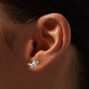 Cubic Zirconia Wispy Leaf Silver-tone Stud Earrings,