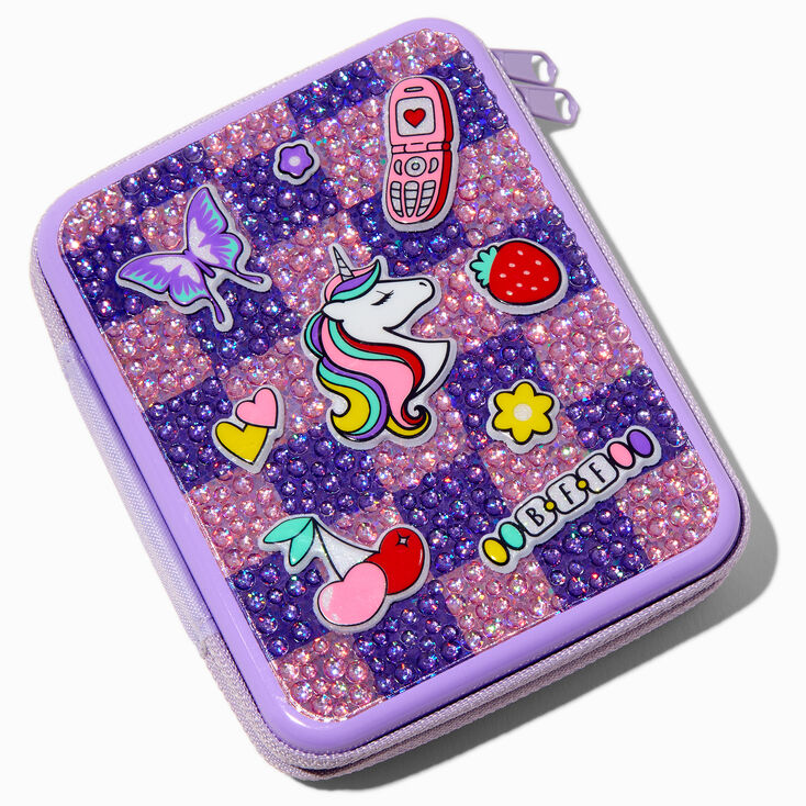 Palette compacte de maquillage et bo&icirc;te en fer violette licorne&nbsp;Y2K,