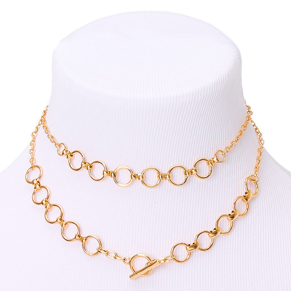 Gold Double Chain Link Choker Necklace Claire s