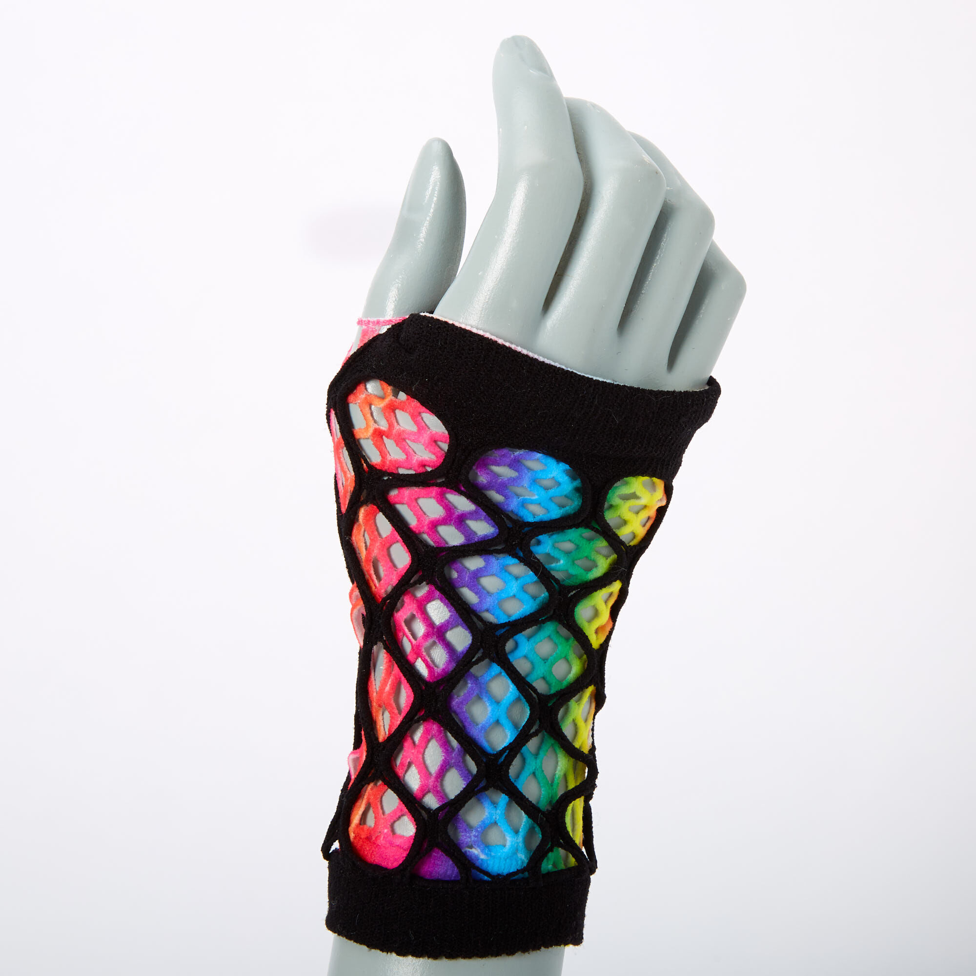 Rainbow Tie Dye Layered Fishnet Gloves Claire s US