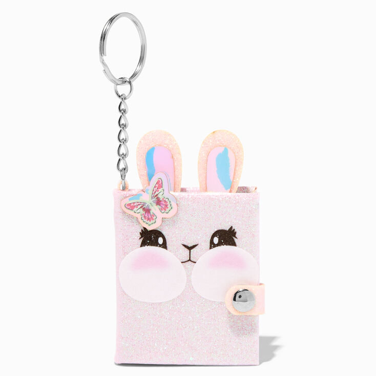 Glitter Butterfly Bunny Mini Diary Keychain,