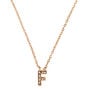 Rose Gold Embellished Initial Pendant Necklace - F,