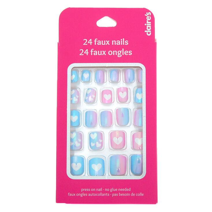 Ombre Heart Square Press On Faux Nail Set - 24 Pack,