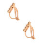 Rose Gold Crystal Cross Clip On Stud Earrings,