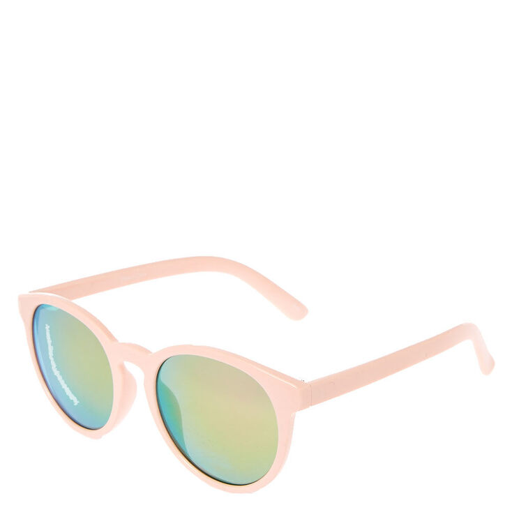 Round Rainbow Mirrored Sunglasses - Blush | Claire's