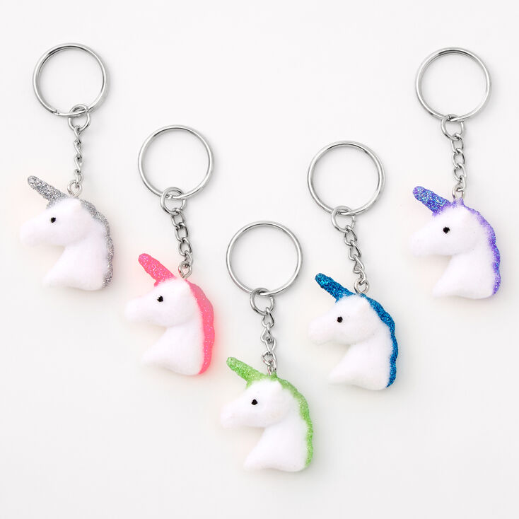 Glitter Unicorn Head Keychains - 5 Pack,