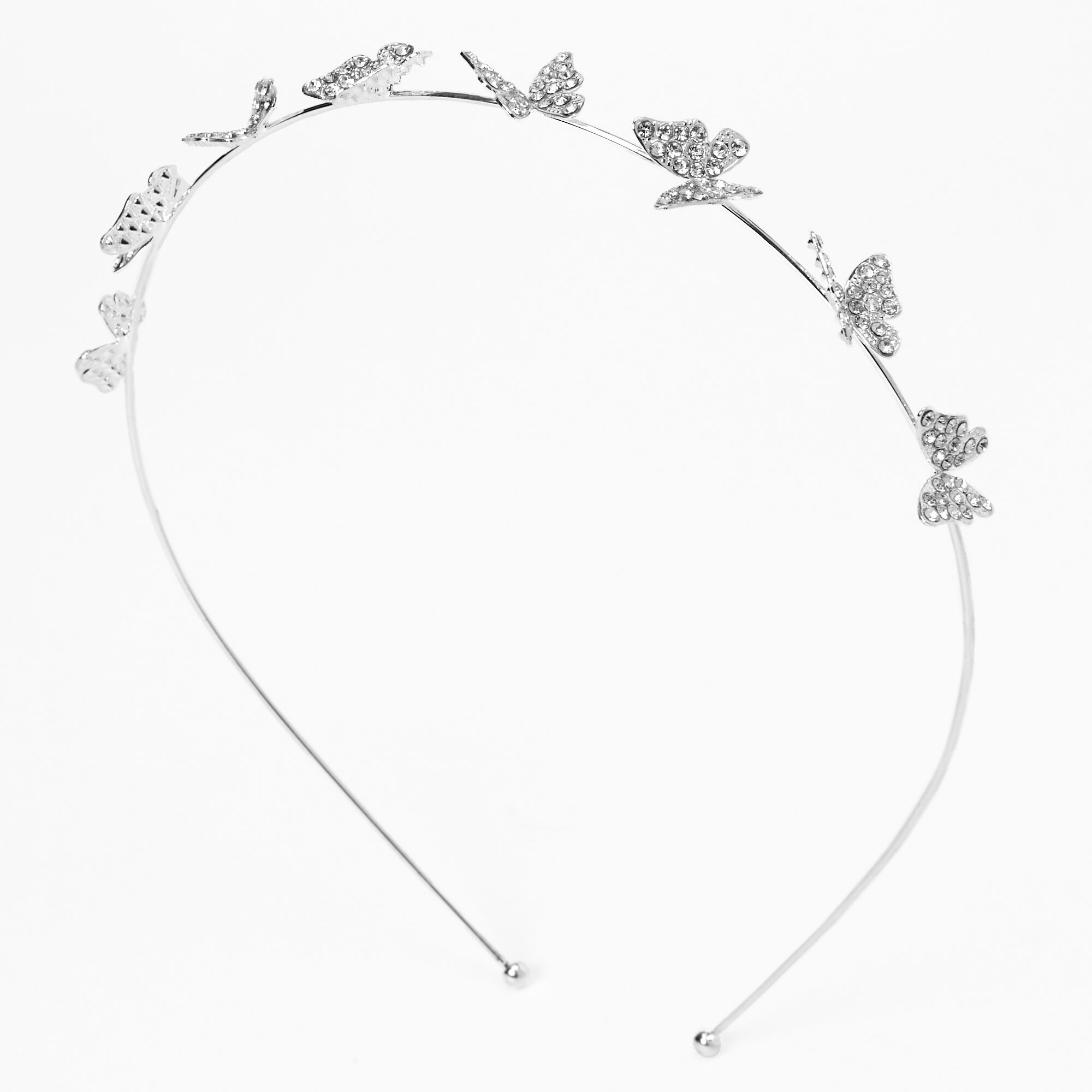 View Claires Tone Pave Butterfly Headband Silver information